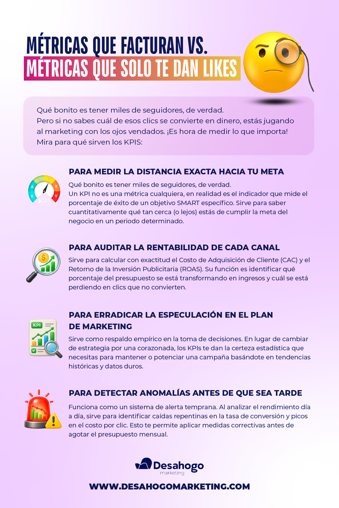 Infografía que explica las diferencias entre las métricas que facturan y las de vanidad